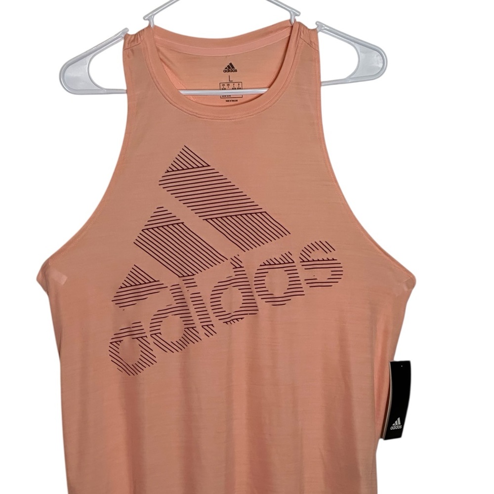 Adidas Coral Tank Top with Striped Logo